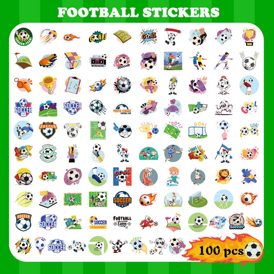 OHOME soccer stickers on a water bottle showing waterproof and fade-resistant design.