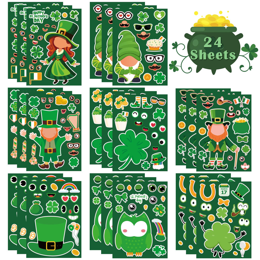 OHOME St Patrick's Day stickers with colorful shamrocks for vibrant decor and crafts.
