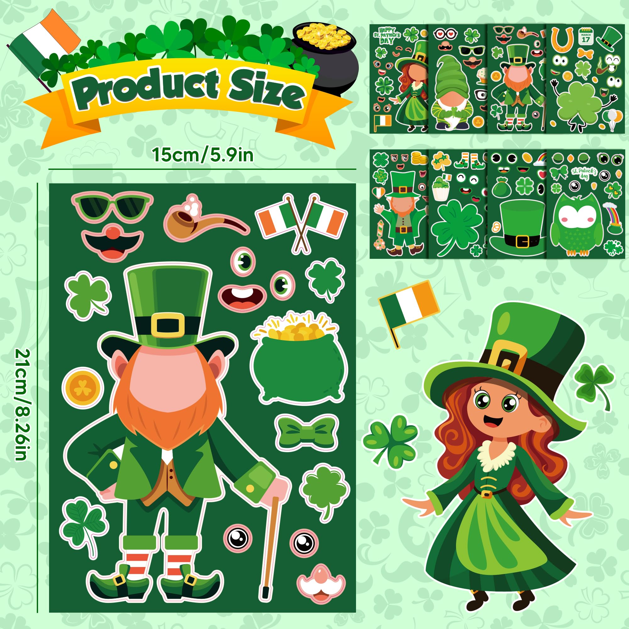 OHHOME St Patrick's Day stickers designed for kids' crafts and imaginative activities.