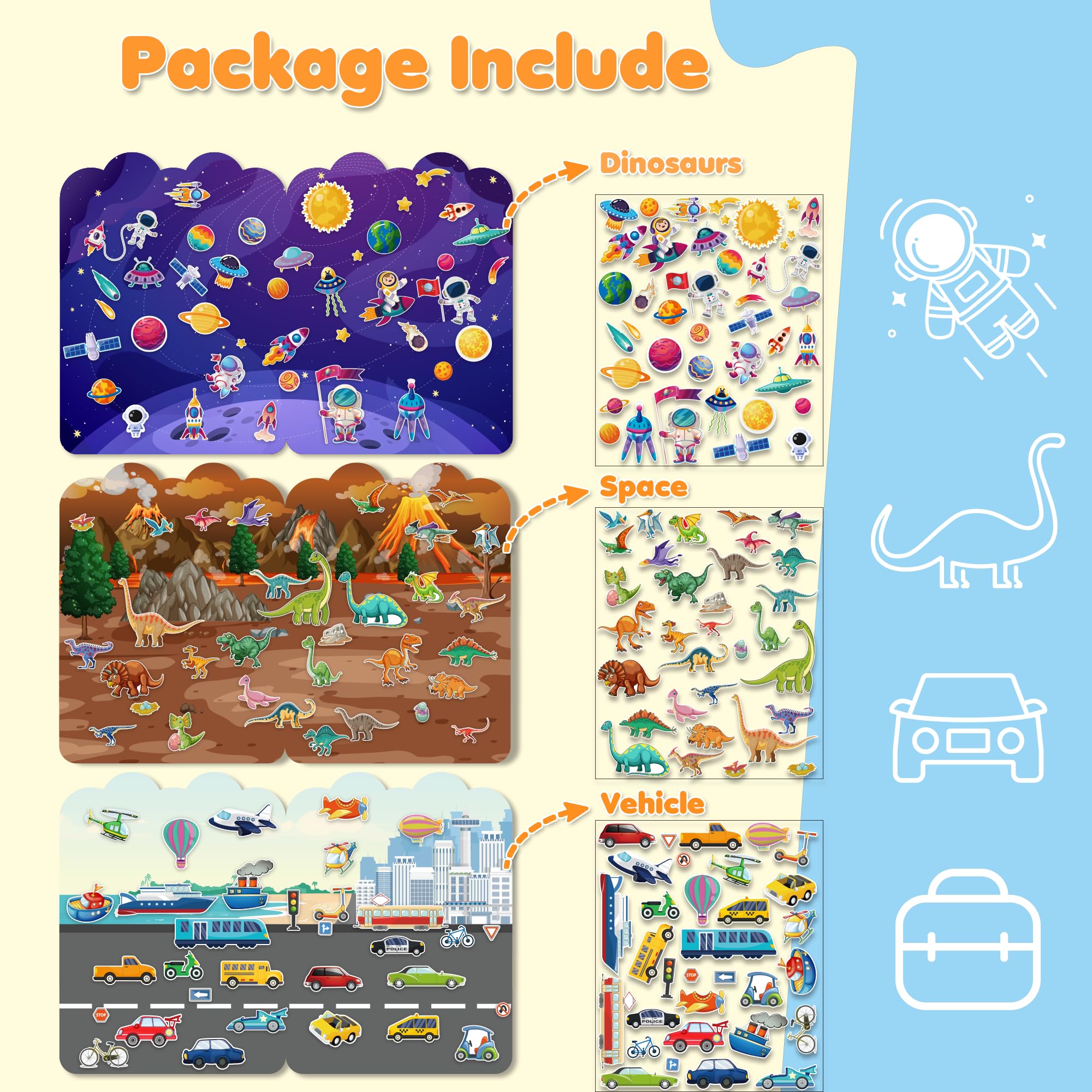 OHOME sticker book dinosaurs spread highlights creative exploration