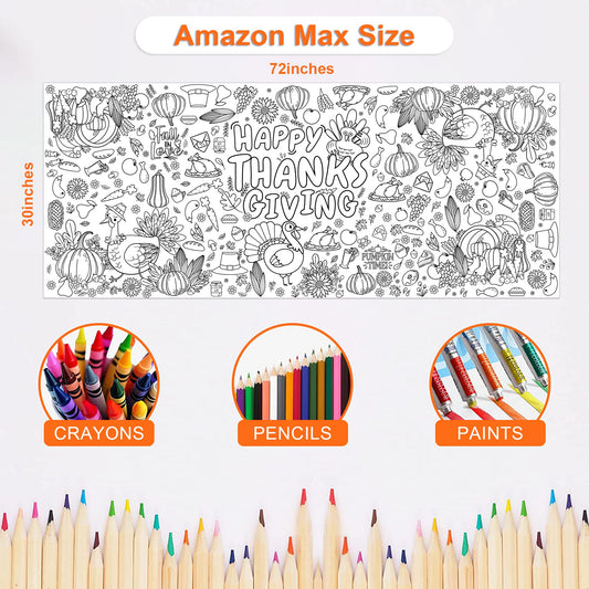OHOME Thanksgiving tablecloth coloring banner protecting surfaces during crafts.