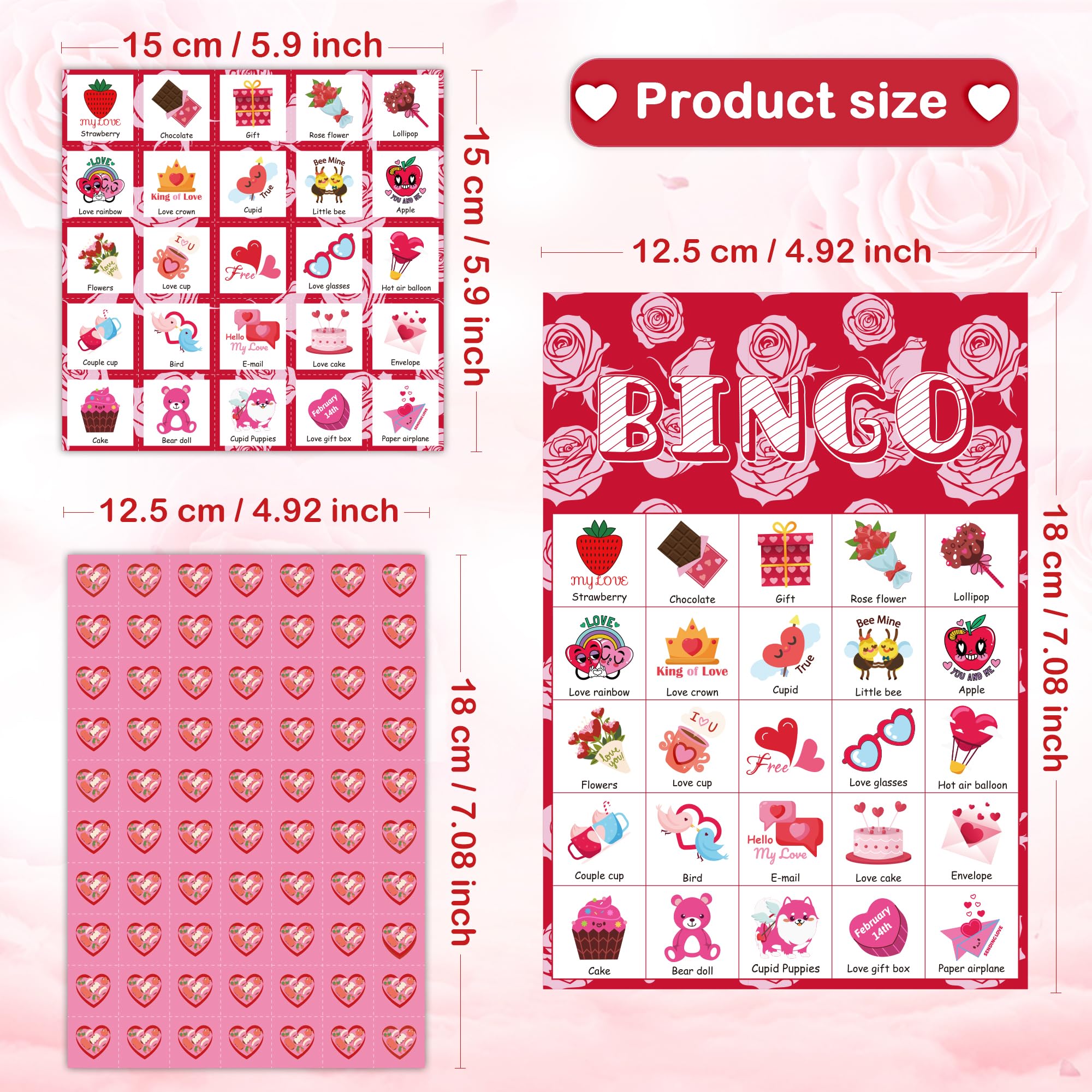 OHOME Valentines Bingo calling cards organized for quick game starts.