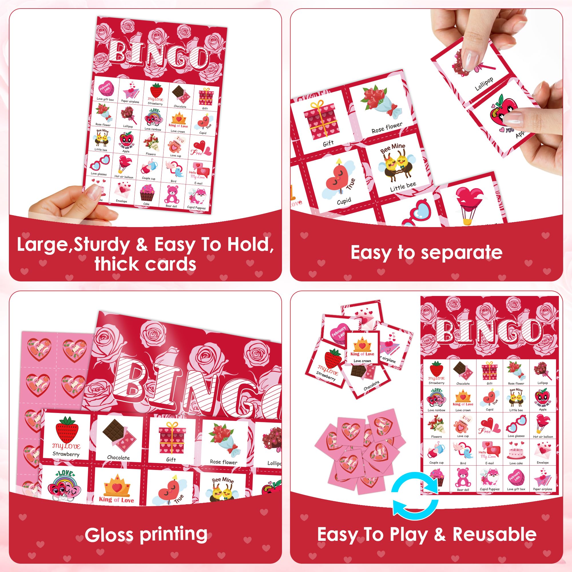 OHOME Bingo cards sized 7.08 by 4.92 inches fit neatly on tables.