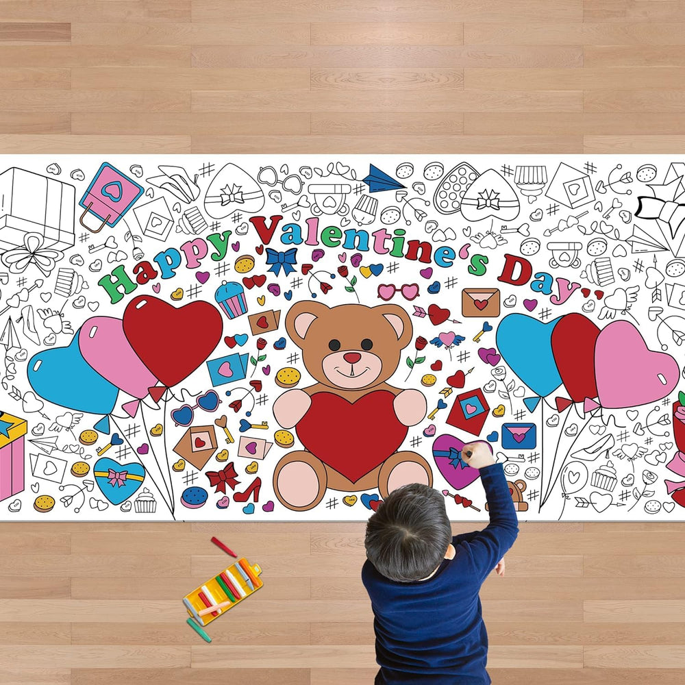 OHOME Valentines coloring poster with tablecloth keeps mess contained.