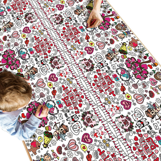 OHOME Valentines coloring tablecloth 54x88 laid flat for family coloring fun