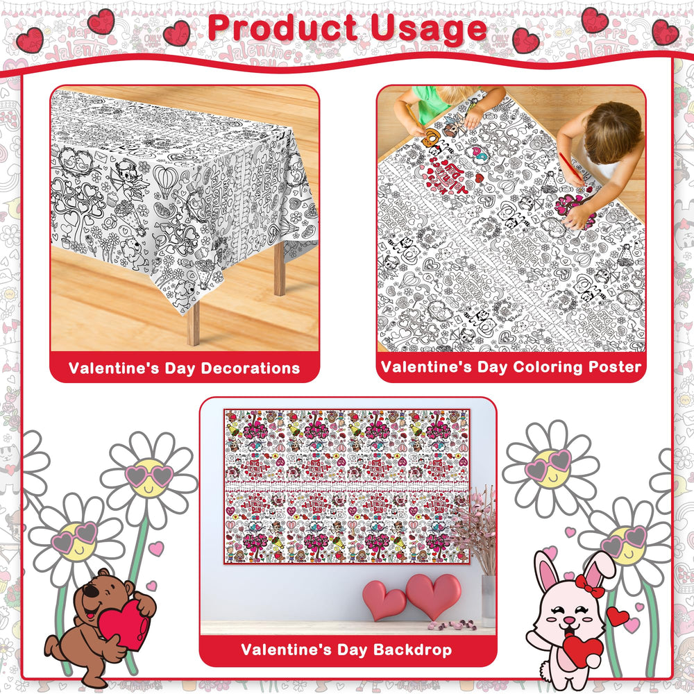 OHOME Valentines Cupid roses artwork tablecloth ideal for kids crafts