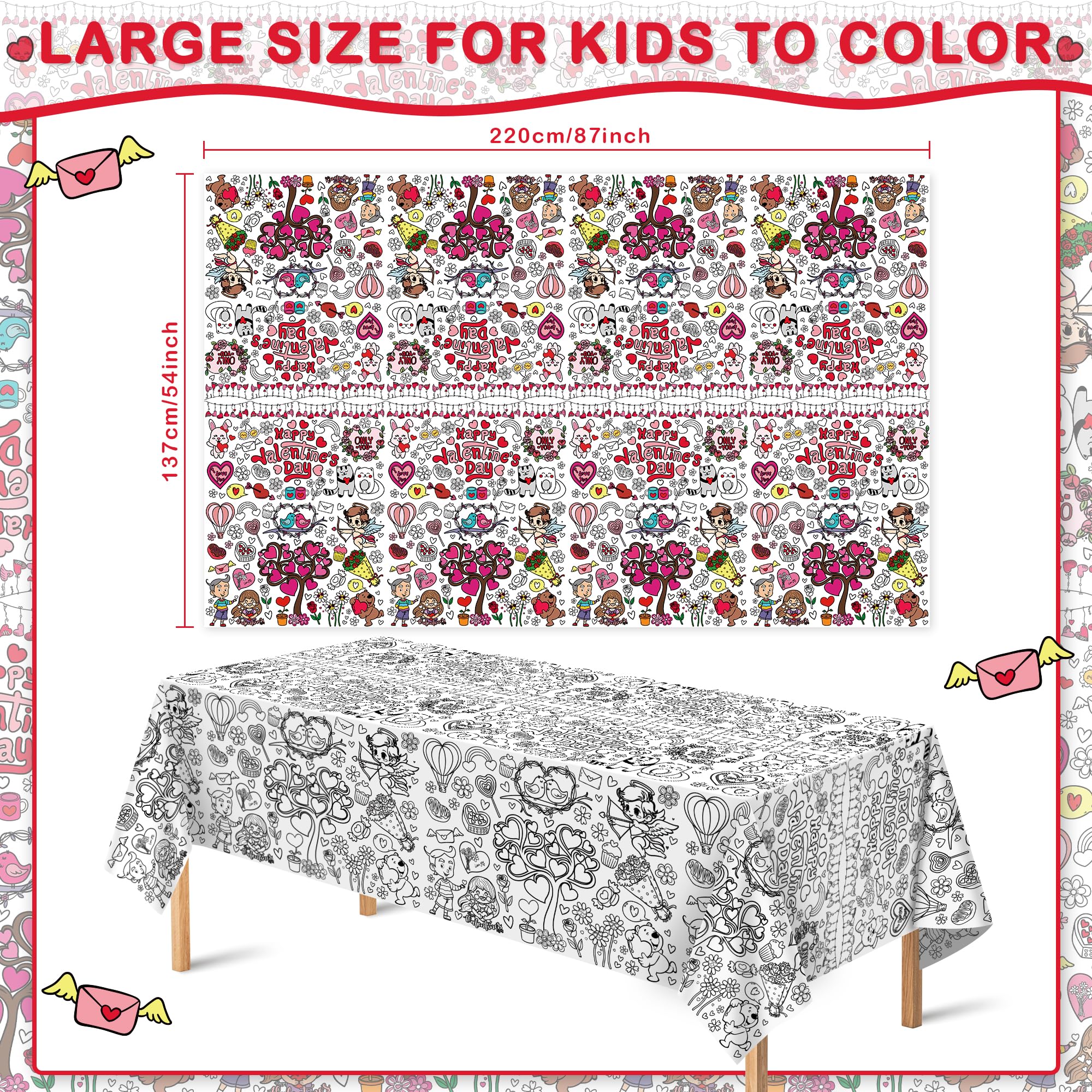 OHOME Valentines heart design tablecloth ready for decorating and crafts