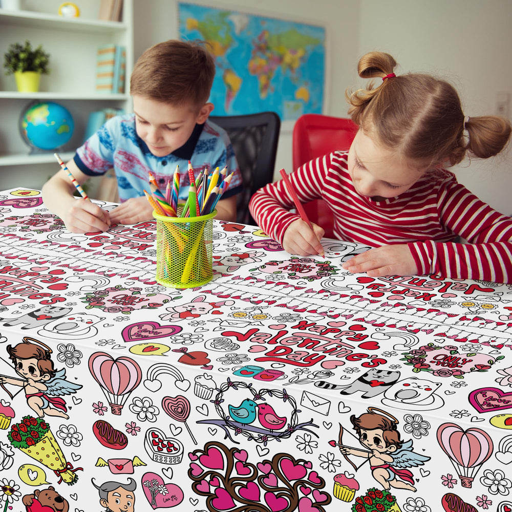 OHOME Valentines kids crafting tablecloth easy to roll up and store