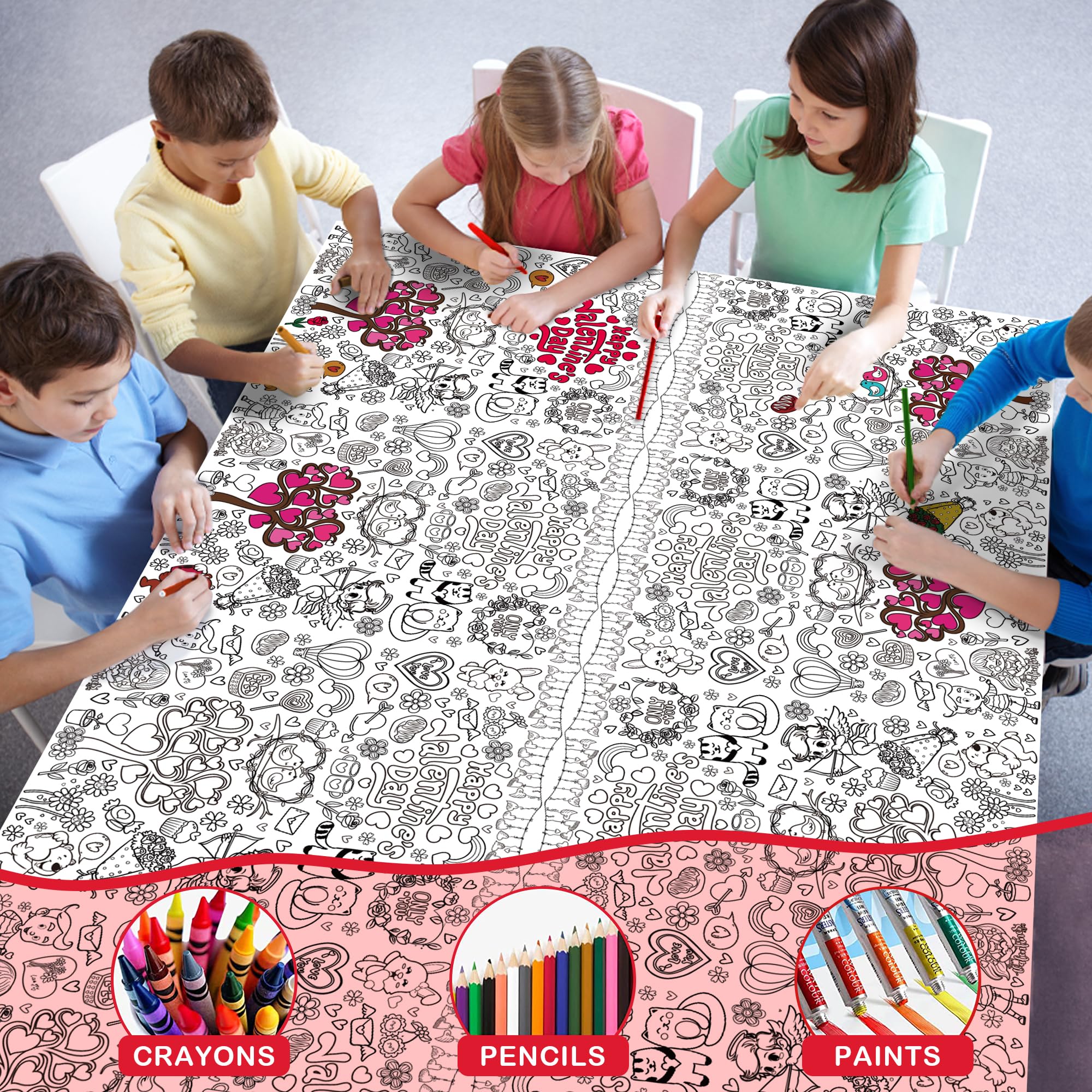 OHOME Valentines party decoration tablecloth doubles as activity backdrop for events