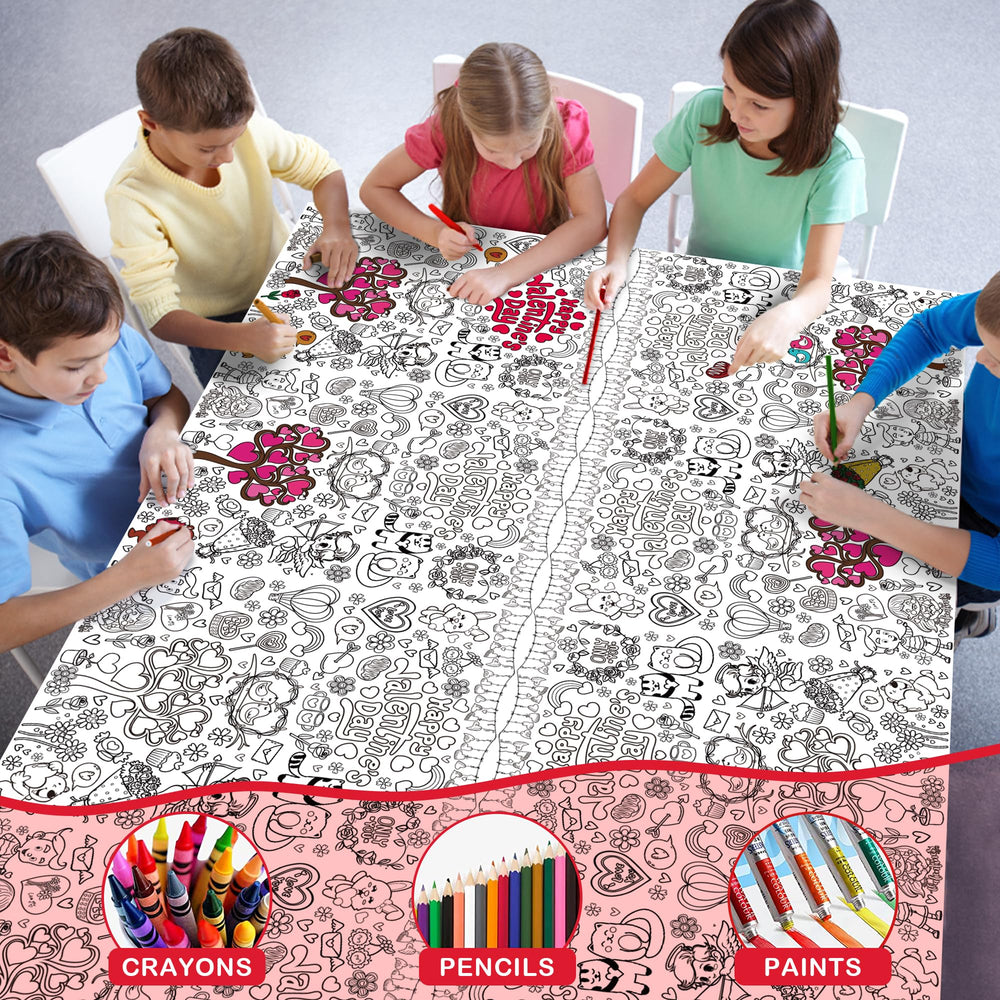 OHOME Valentines party decoration tablecloth doubles as activity backdrop for events