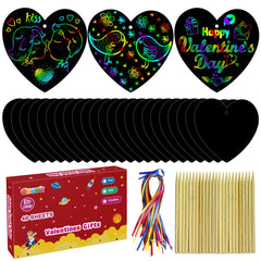 OHOME valentines rainbow scratch paper cards—vibrant designs for kids' crafts