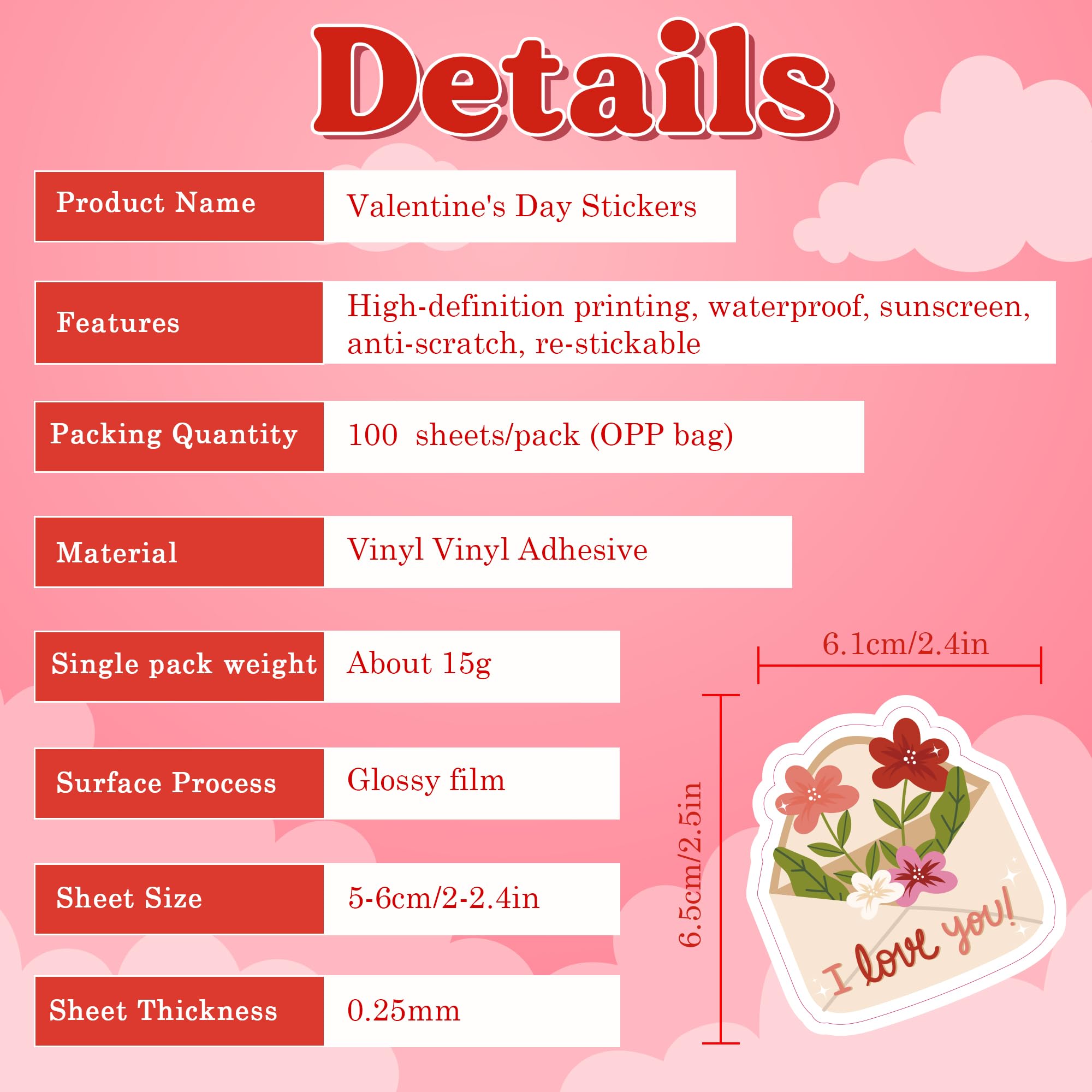 OHOME greeting card decorations using Valentine stickers for personal notes.