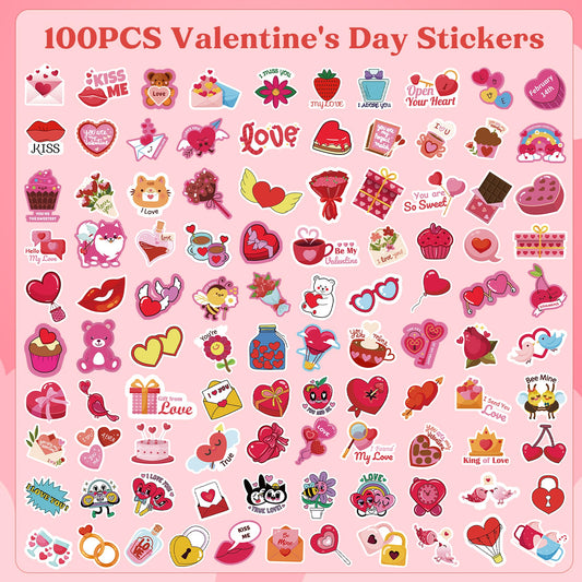 OHOME Valentines stickers featuring kisses and flowers for kid-friendly crafts.