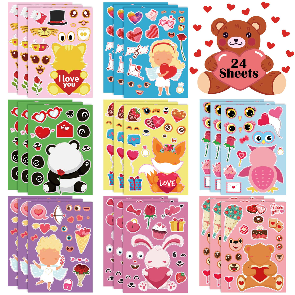 OHOME Valentines Stickers pack cover—vibrant, kid-safe designs for classroom crafts.