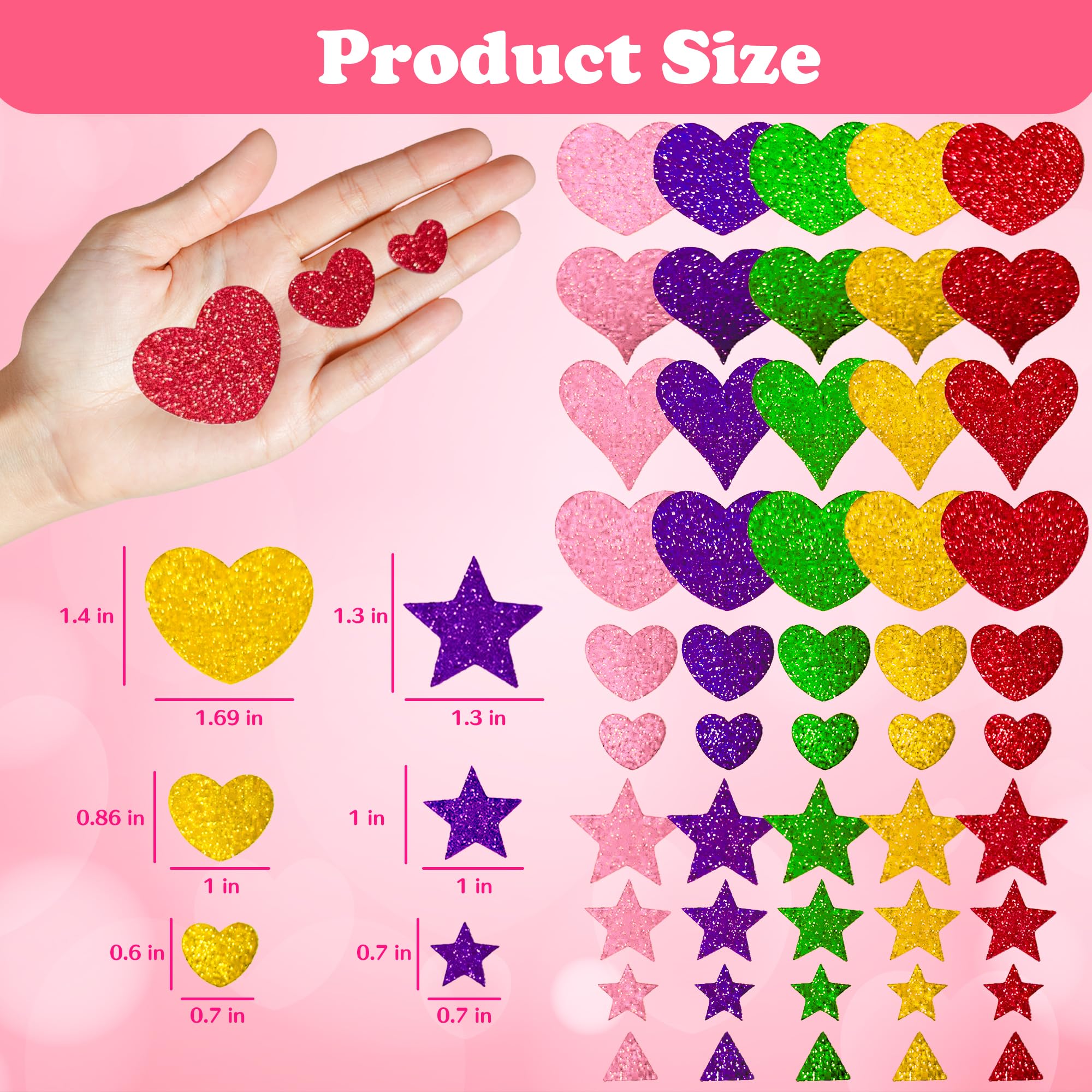 OHOME valentines star glitter stickers for party decor and DIY projects