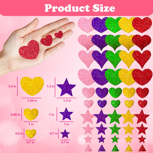 OHOME valentines star glitter stickers for party decor and DIY projects
