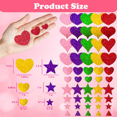 OHOME valentines star glitter stickers for party decor and DIY projects