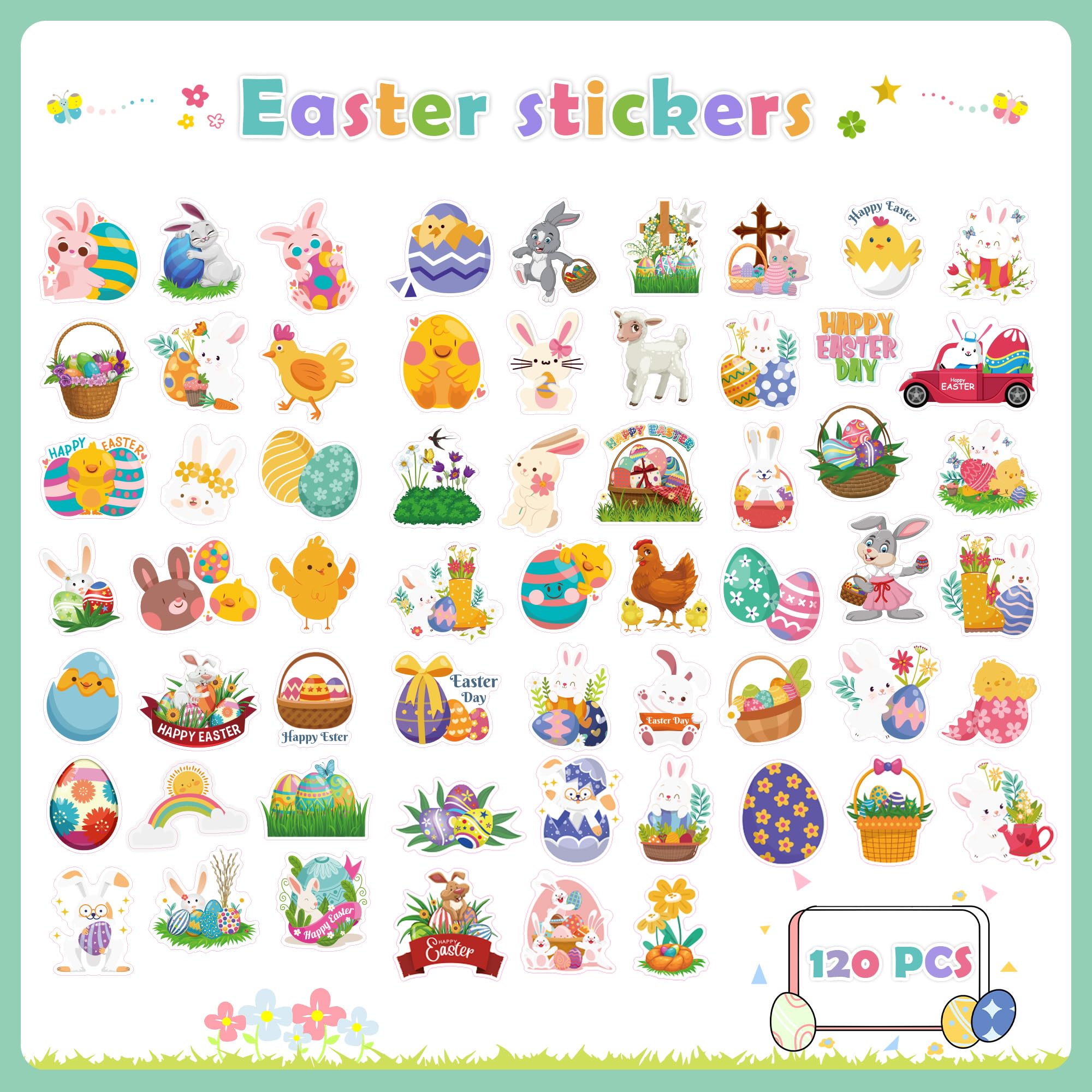 OHOME vinyl Easter stickers with bright colors for easy decorating