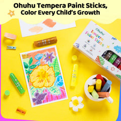 Ohuhu kids creating with tempera paint sticks on various surfaces