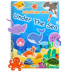 OIBUTUR jelly sticker book cover featuring bright under the sea scenes for travel fun