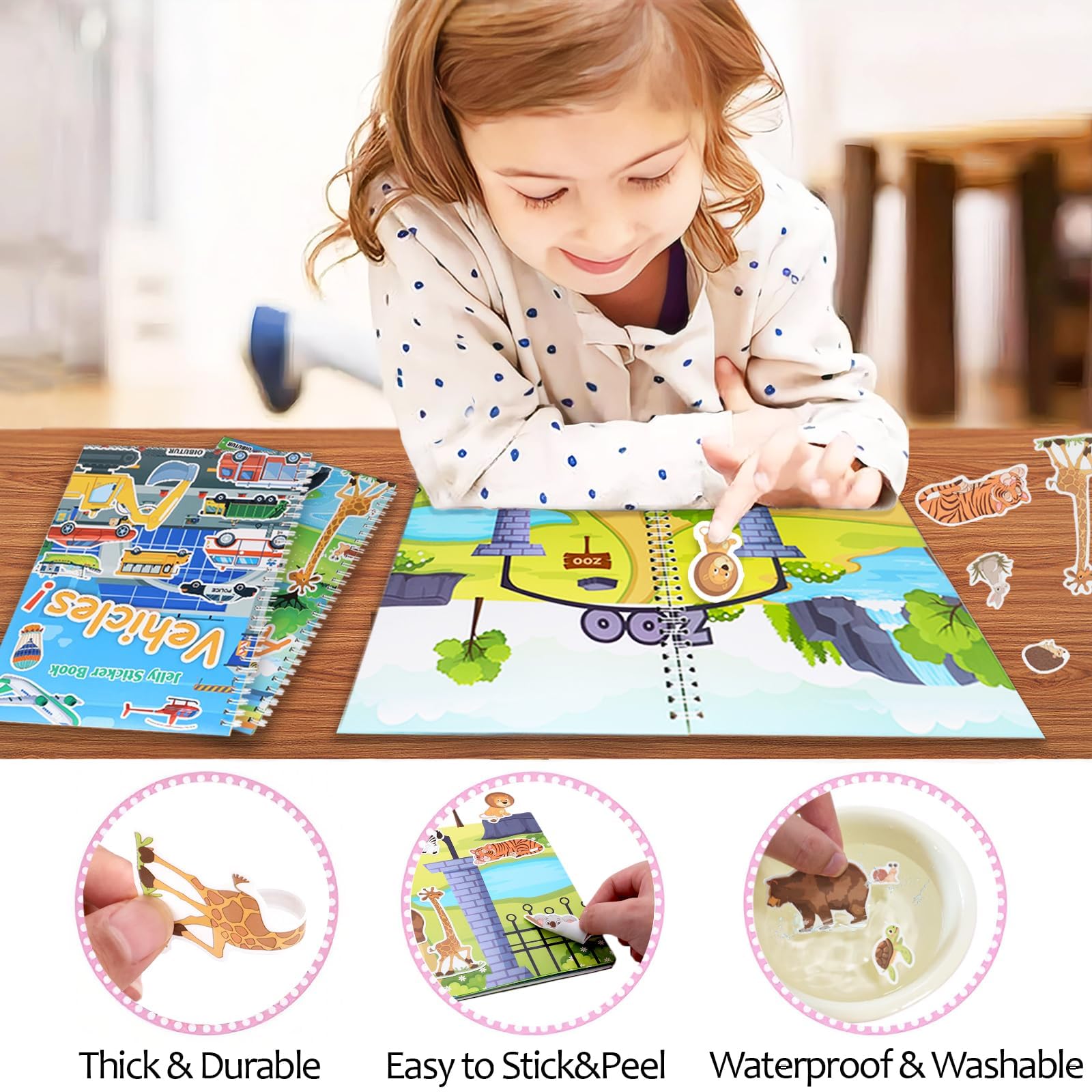 OIBUTUR Jelly Sticker Book – Eight scene styles and two matching games for varied activities