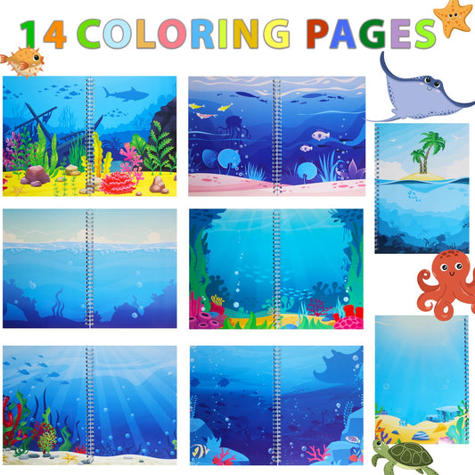 OIBUTUR jelly sticker book under the sea scene 1 with 50 reusable stickers for mess-free play