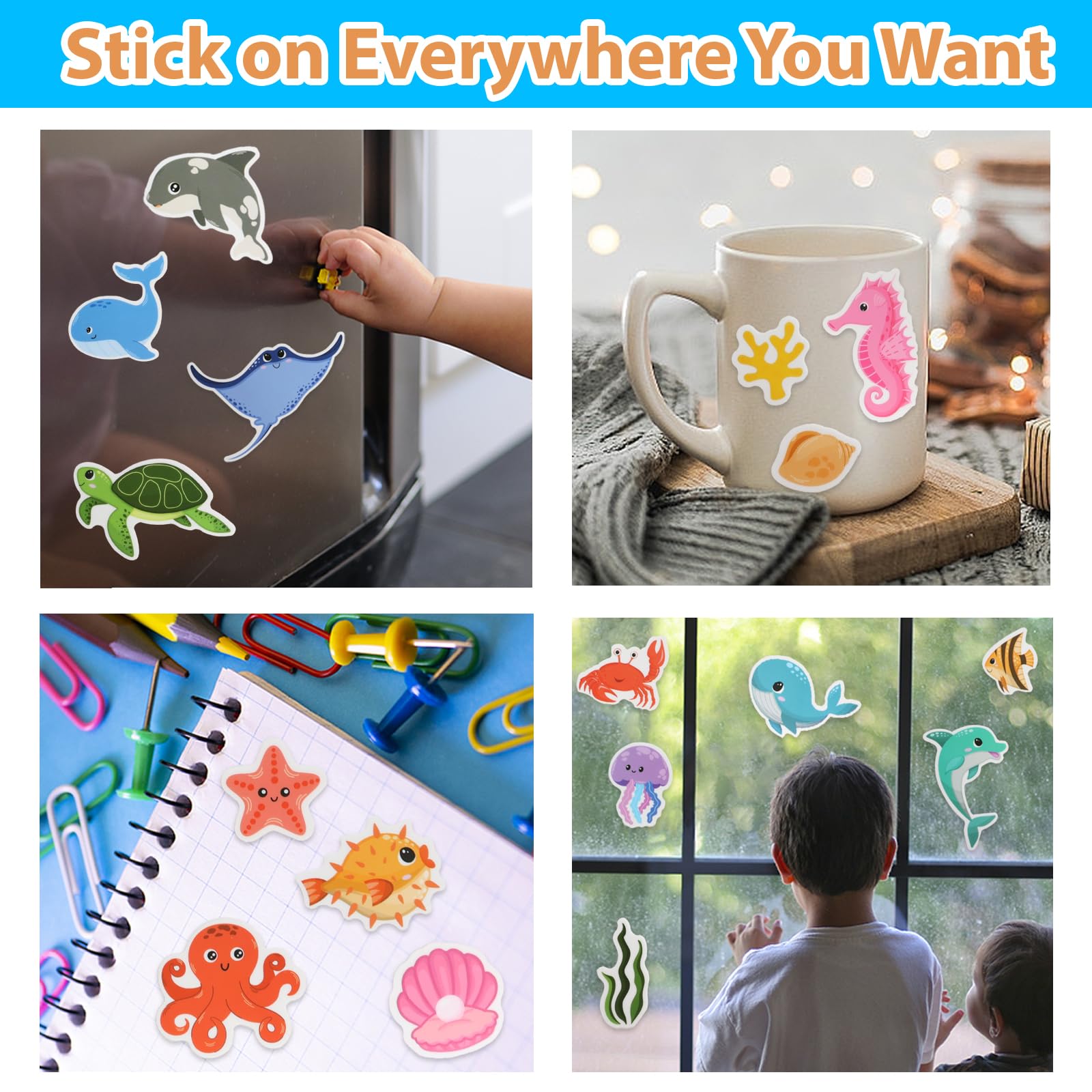 OIBUTUR waterproof, non-toxic silicone stickers are easy to wipe clean after travel