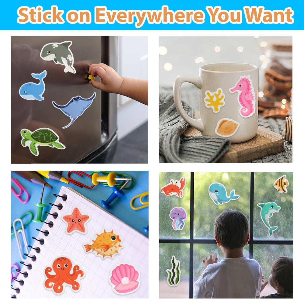 OIBUTUR waterproof, non-toxic silicone stickers are easy to wipe clean after travel