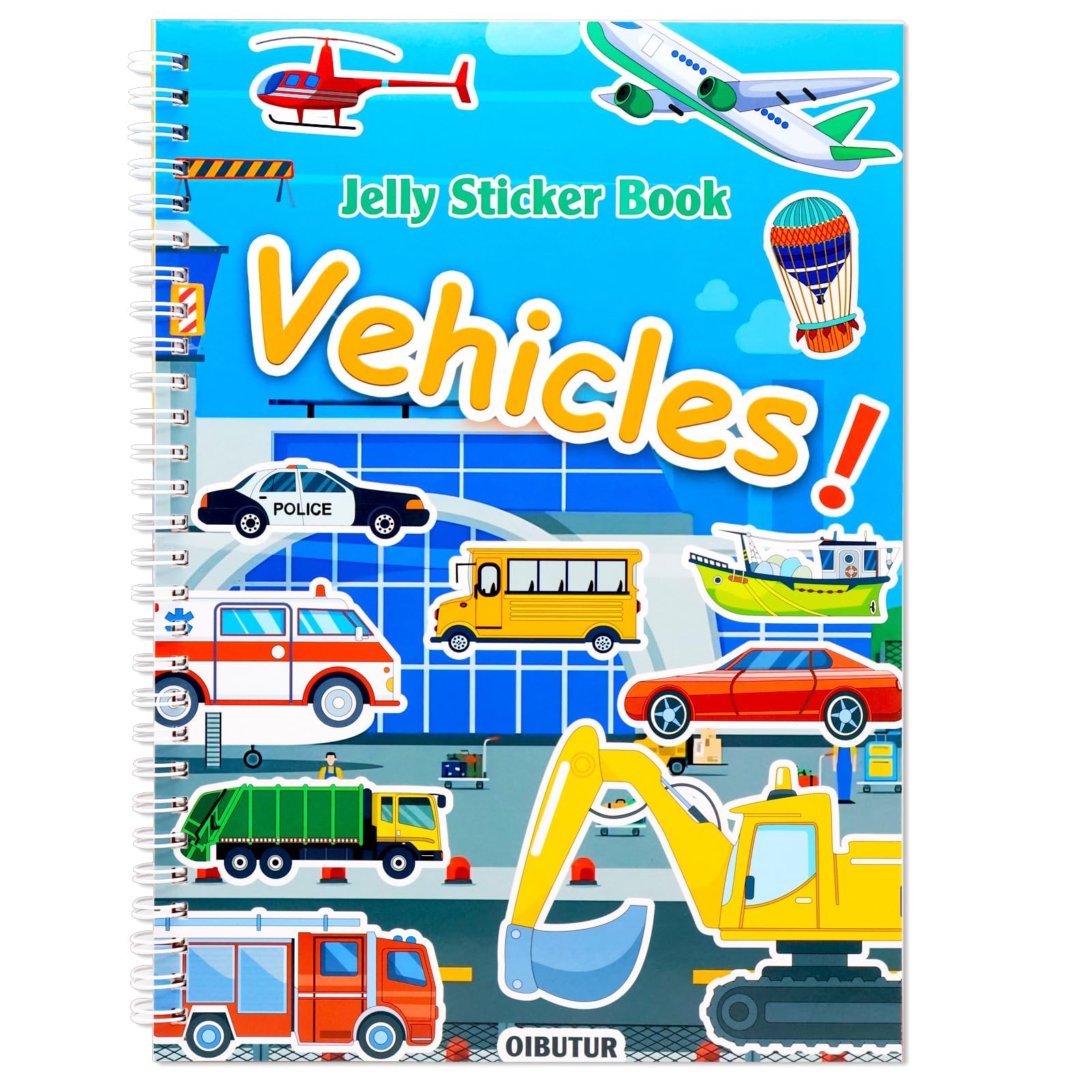 OIBUTUR Jelly Sticker Scene 1: vehicle adventures for travel-friendly play and creativity.