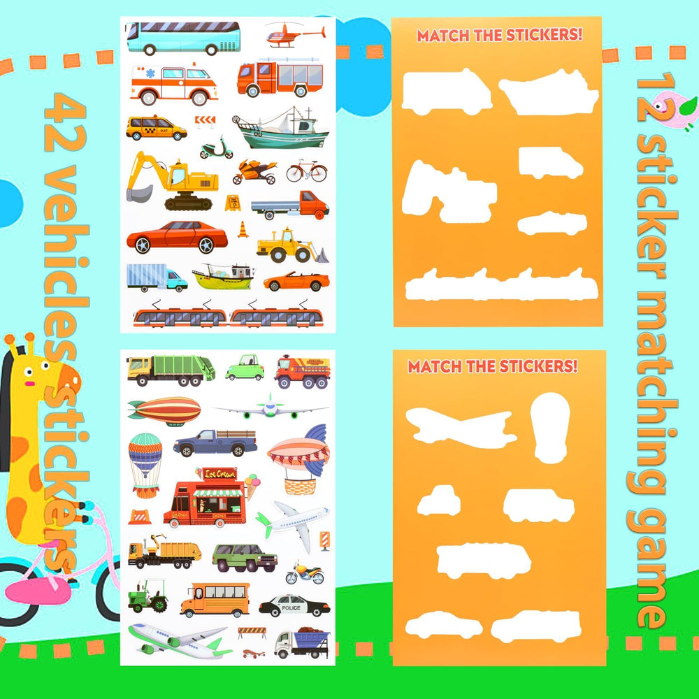 OIBUTUR Jelly Sticker Scene 3: vivid cars and planes for imaginative travel play.