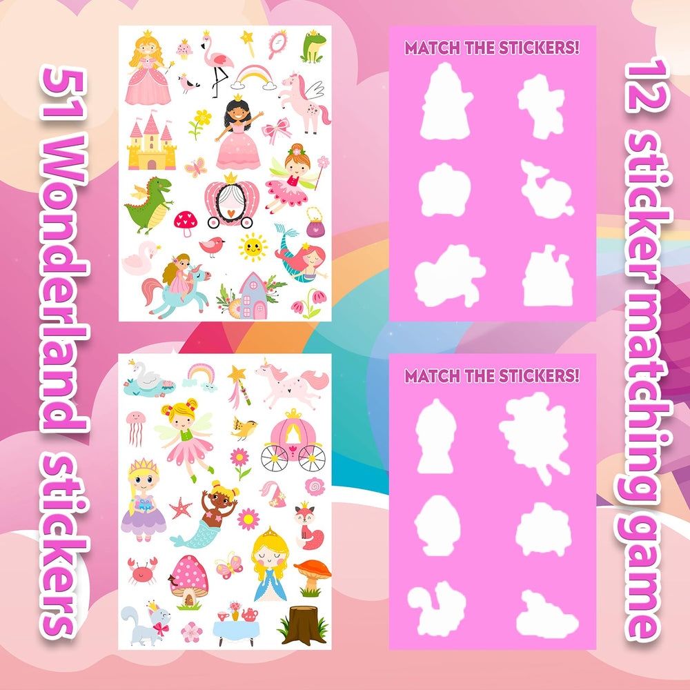 OIBUTUR princess stickers close-up shows reusable, mess-free fun.