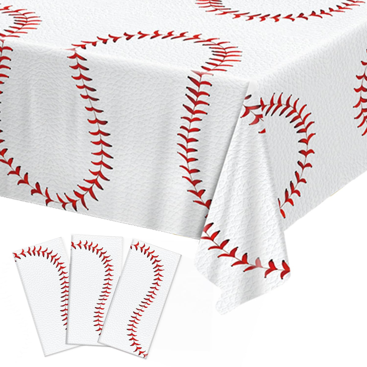 Oigco baseball tablecloth with red stitch design for festive decor.