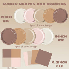 Oigco boho brown 7-inch plates with gradient tones for dessert tables.