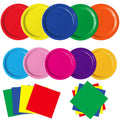 Oigco colorful plates setup shows vibrant rainbow hues for festive tables.