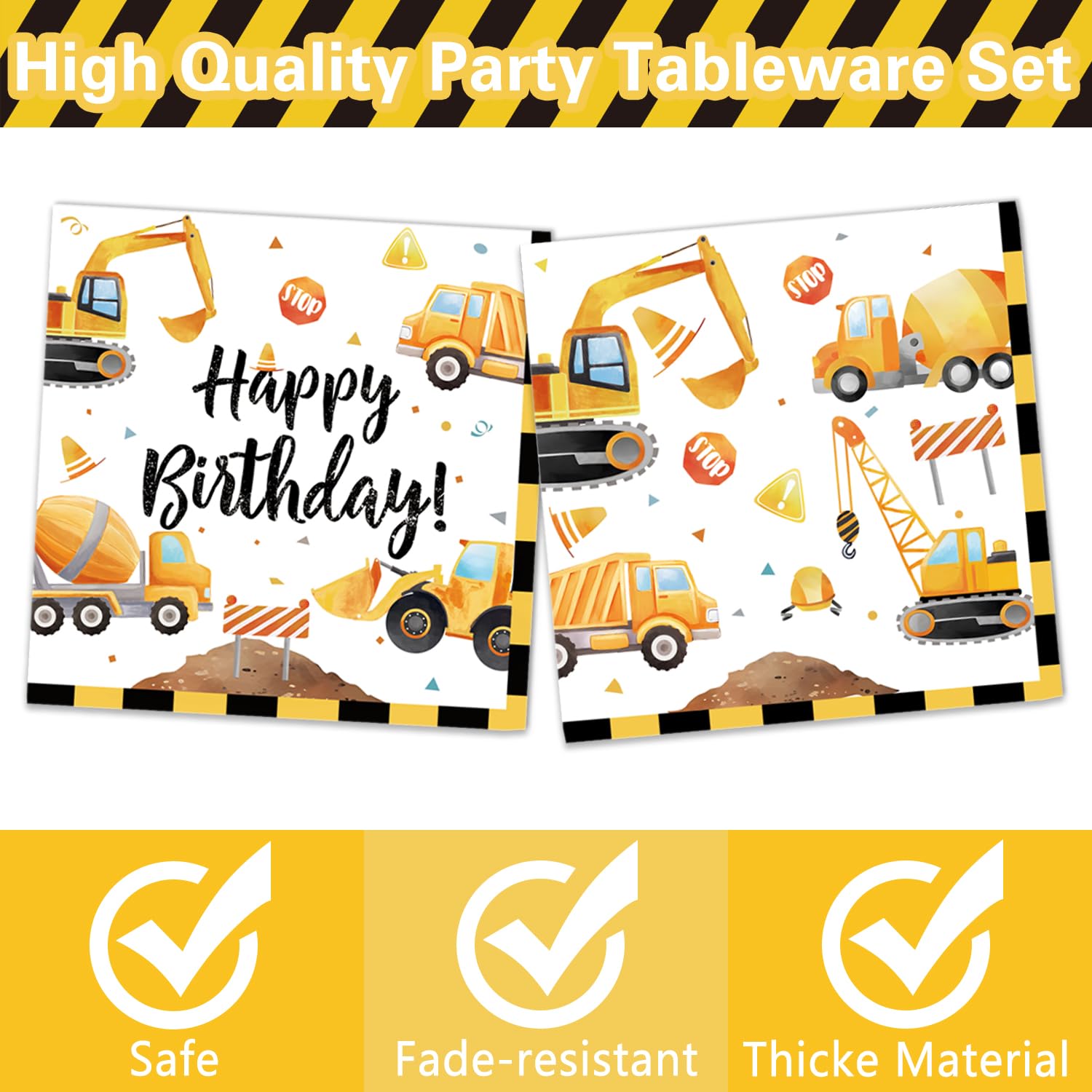 Oigco construction napkins offering sturdy wipes with themed décor appeal.