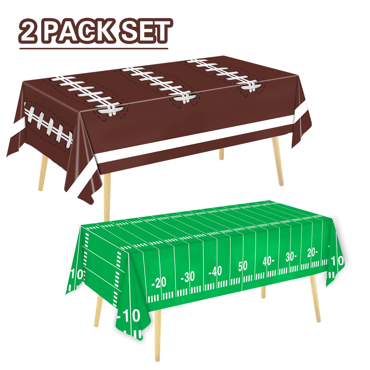 Oigco football tablecloth 54 by 108 inches fits standard tables for party ready setup