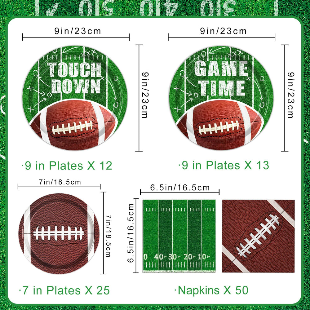 Oigco football 7-inch dessert plates with ball motif for party plating.