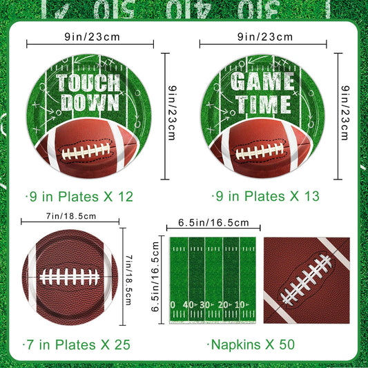 Oigco football 7-inch dessert plates with ball motif for party plating.