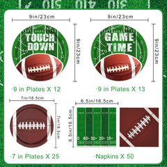 Oigco football 7-inch dessert plates with ball motif for party plating.