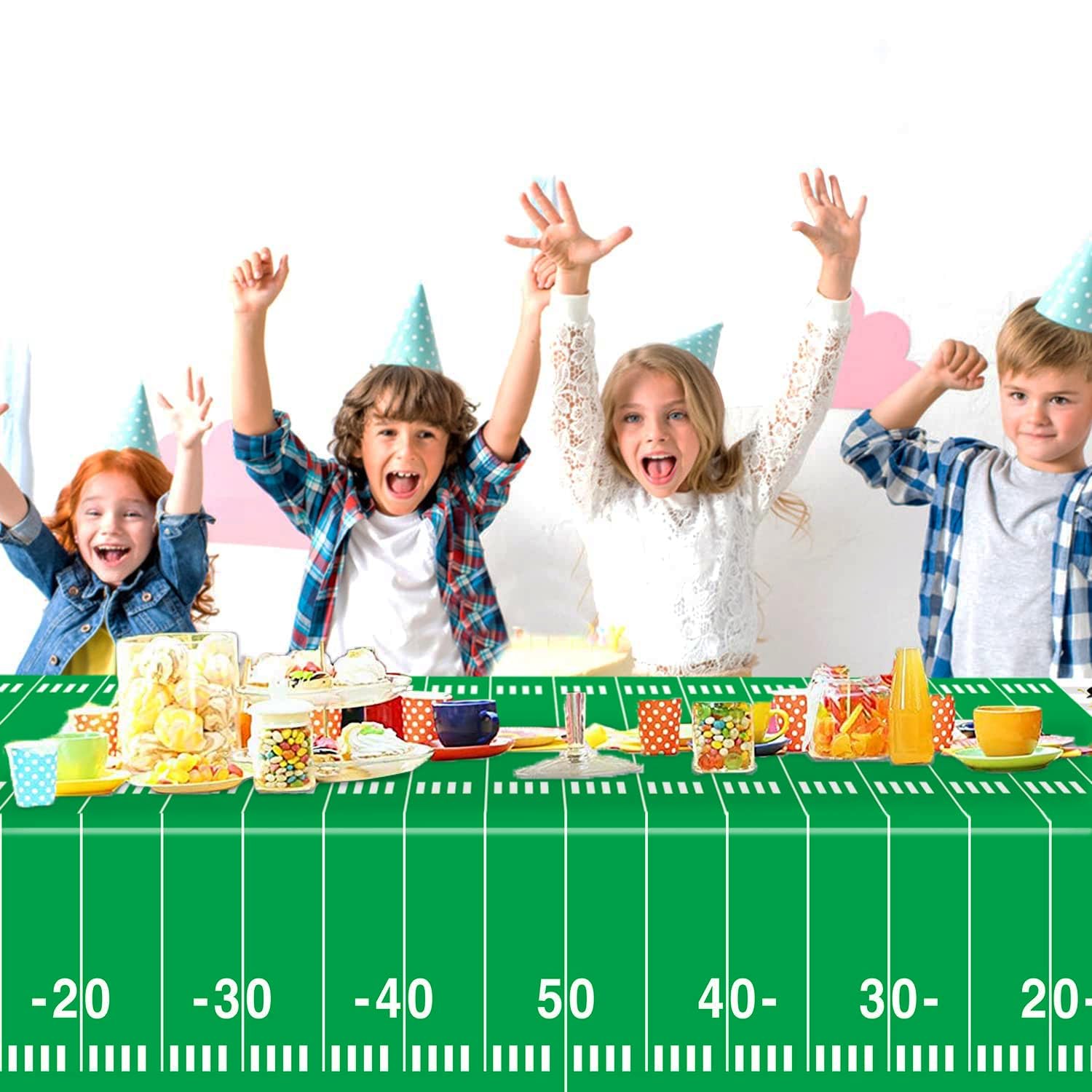 Oigco football tablecloth ideal for gameday tailgates and birthdays with minimal mess