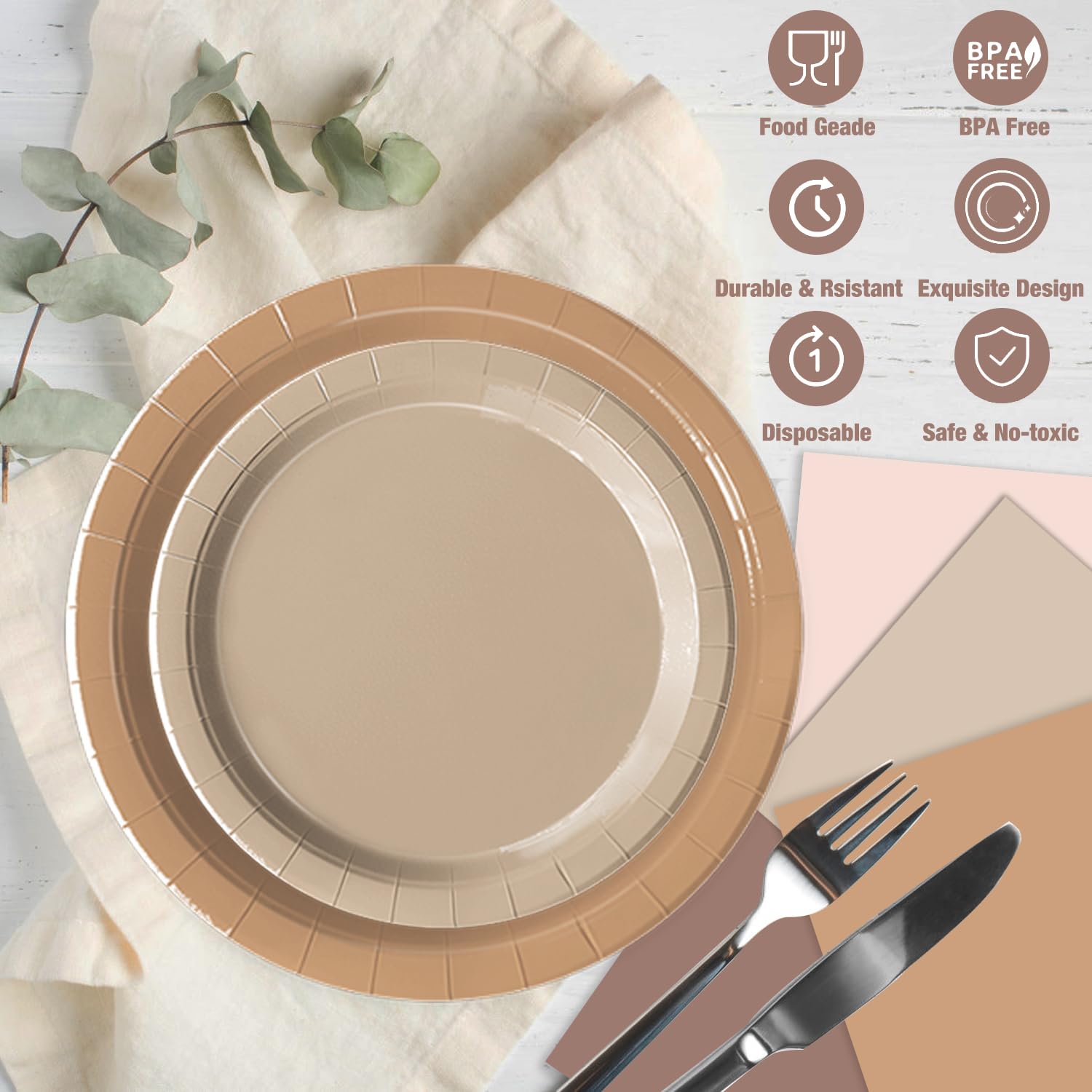 Oigco gradient brown colors highlight elegant table settings for gatherings.