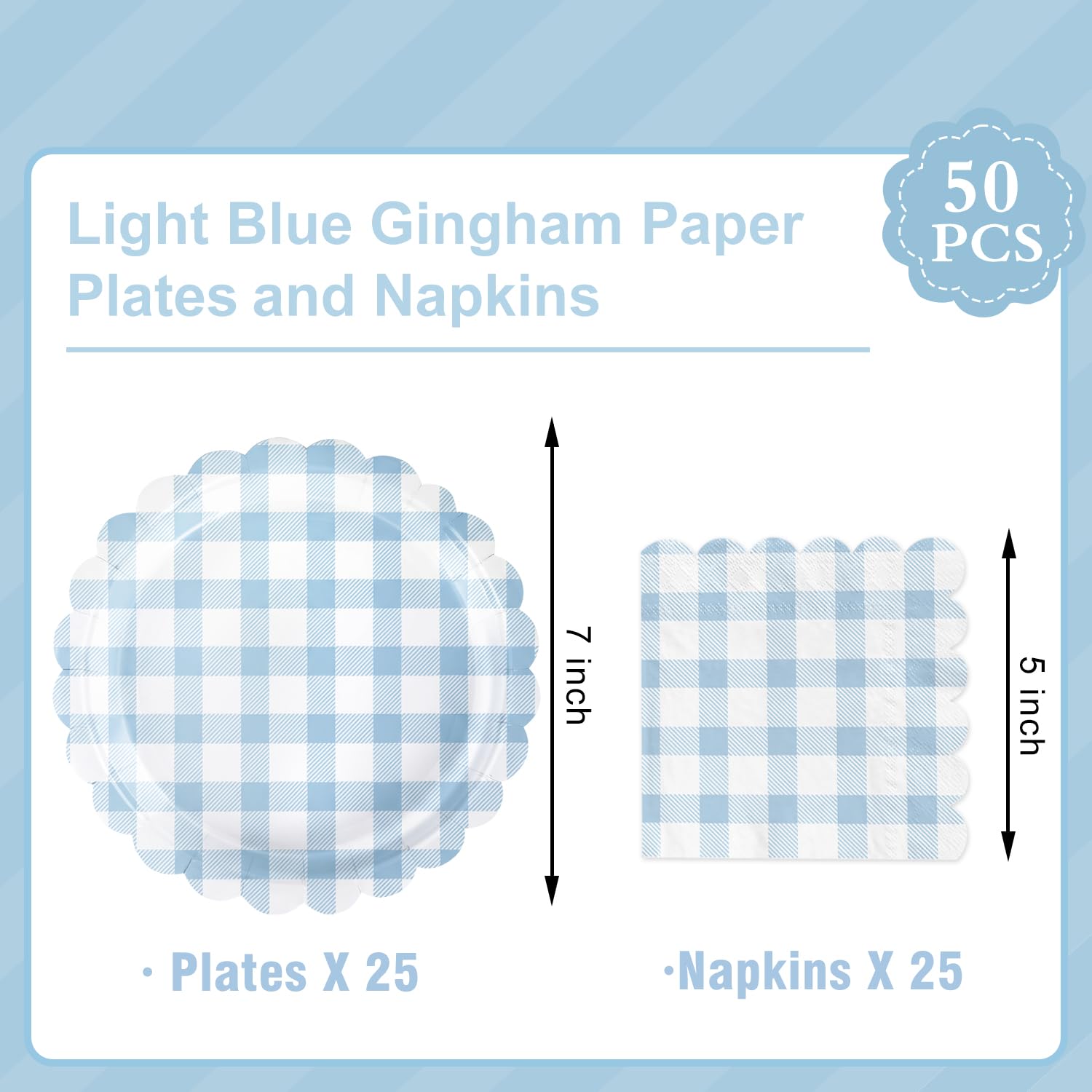 Oigco light blue napkins paired with plates for quick cleanup.