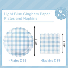 Oigco light blue napkins paired with plates for quick cleanup.