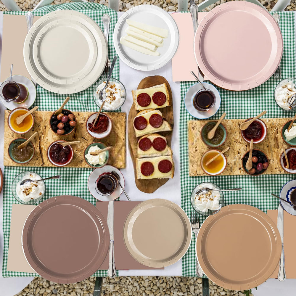 Oigco brown gradient napkins add cohesive color and quick cleanup after meals.