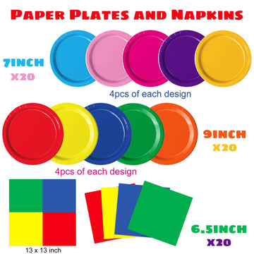 Oigco pastel plates and napkins closeup highlighting coordinated designs for celebrations.