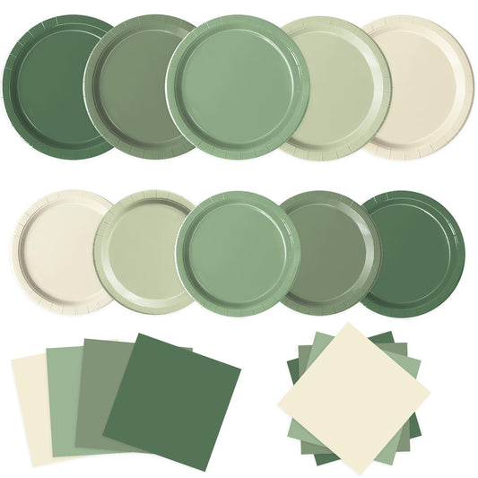 Oigco sage green 9-inch plates on a decorated table for effortless entertaining