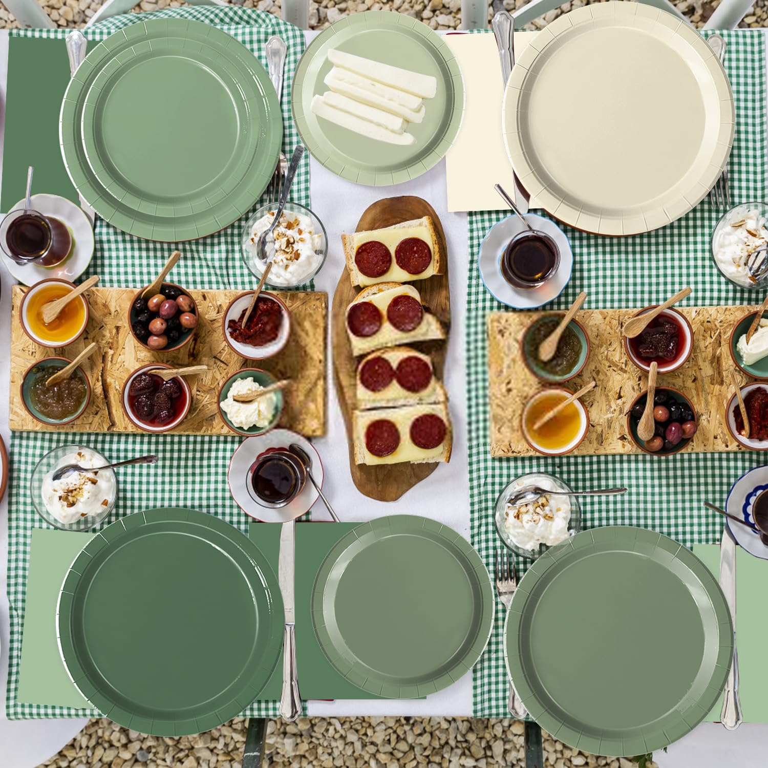 Oigco sage green napkins coordinate tables and simplify cleanup after events.
