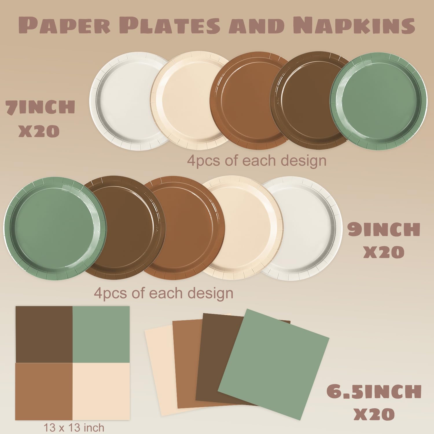 Oigco woodland 7-inch dessert plates in earthy tones for jungle party