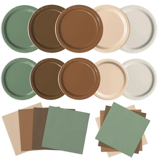 Oigco woodland 9-inch dinner plates in neutral tones for safari decor