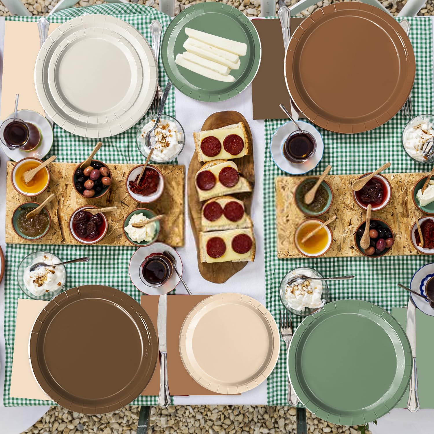 Oigco woodland baby shower napkins in coordinating neutral shades